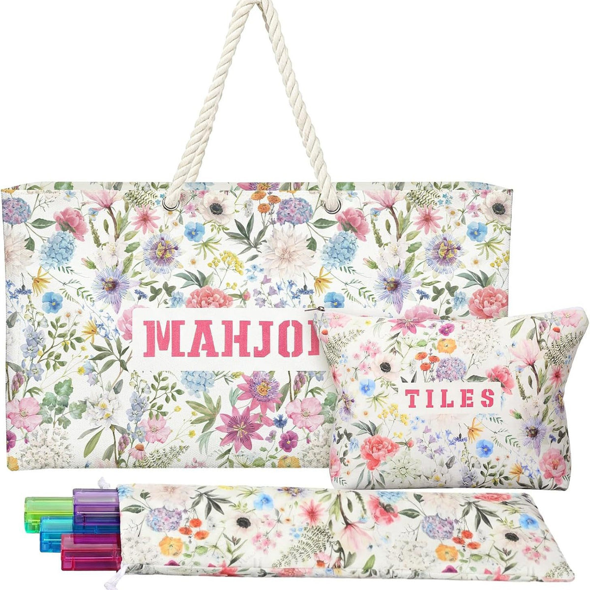 Florist's Carryall floral tote, tile pouch and long rack bag displayed together