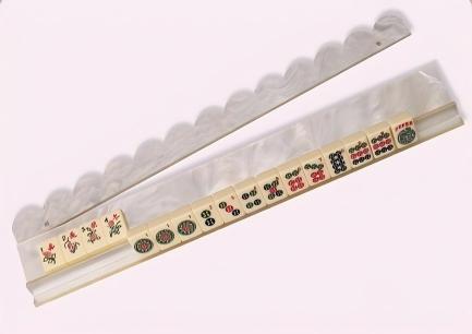 Pearl White Mahjong Rack holding a row of mahjong tiles